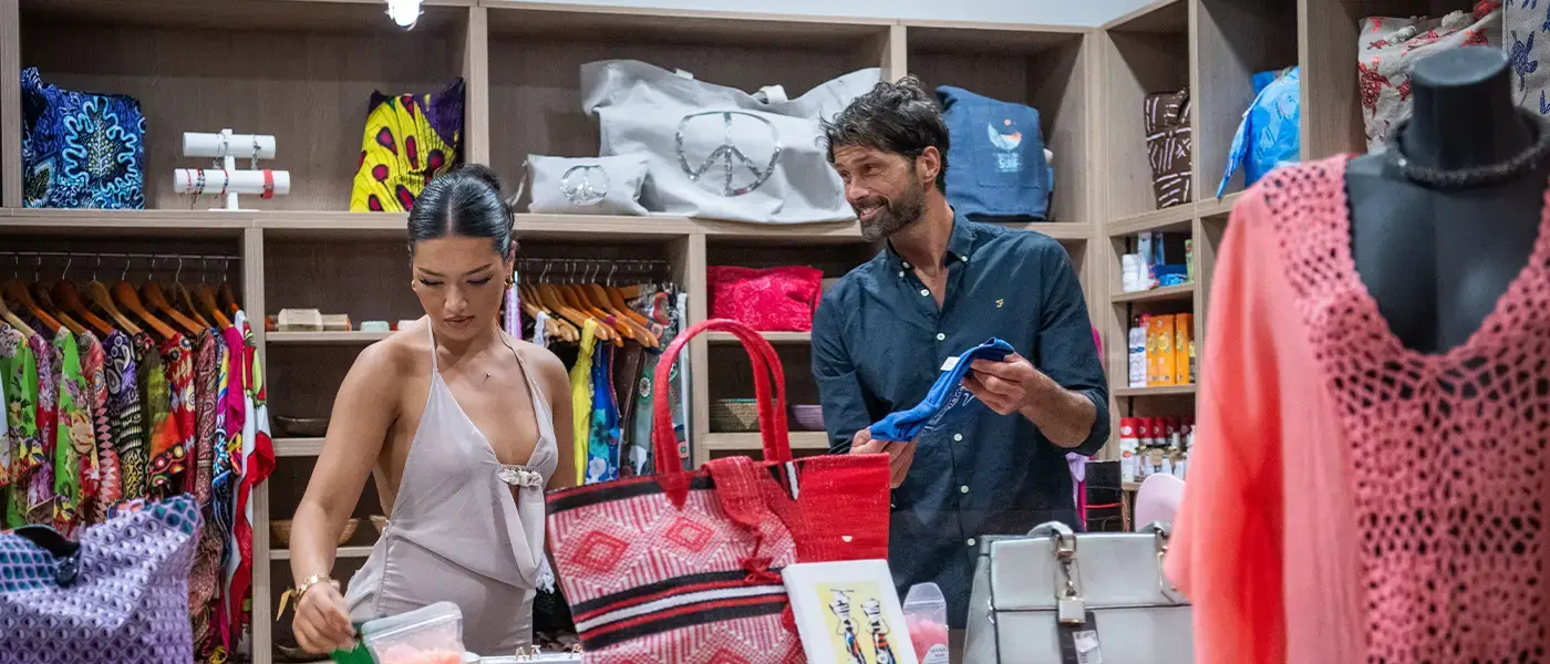 A couple browsing a shop